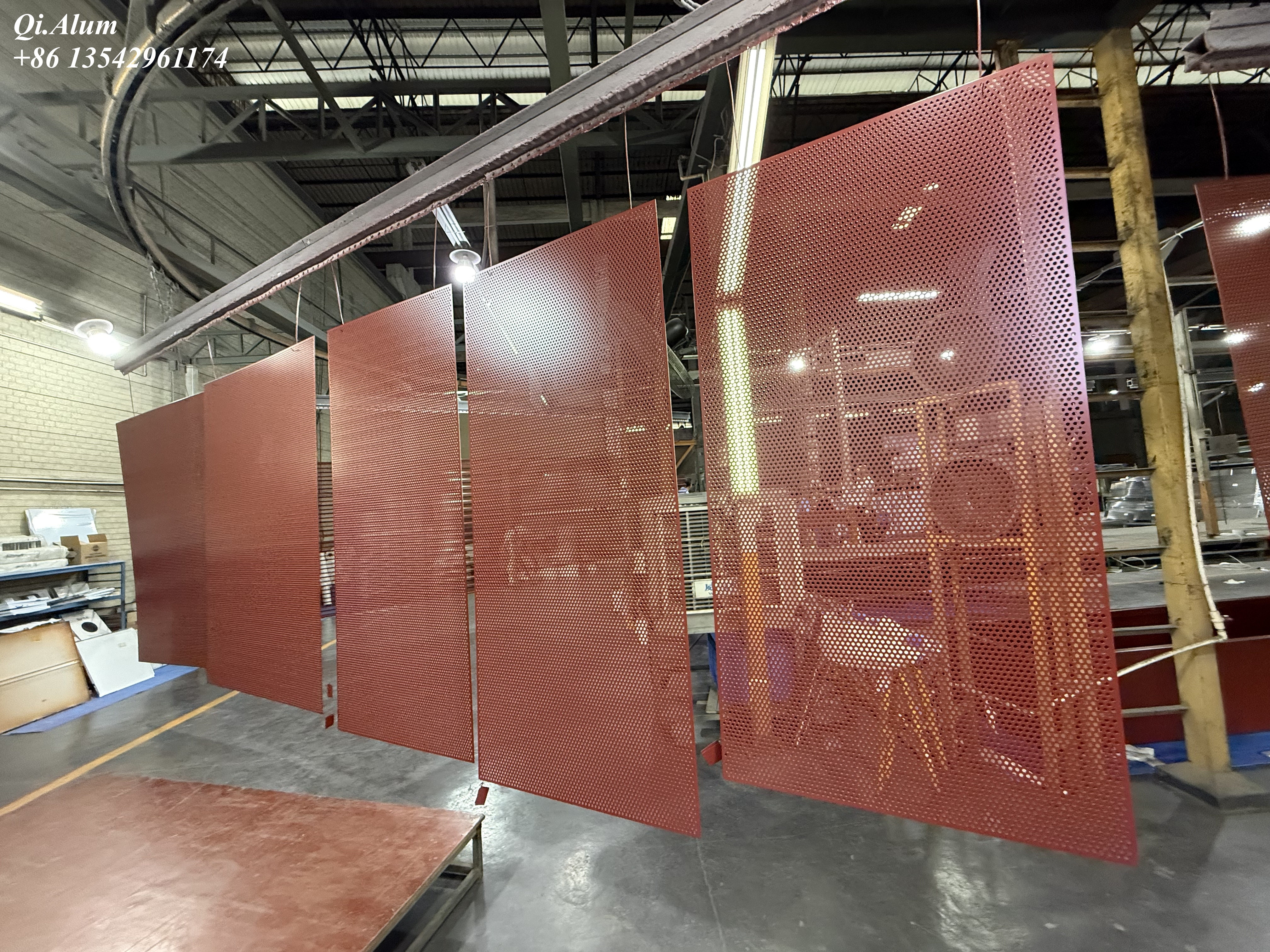 Red perforated aluminum panels manufacturer and custom metal fabrication